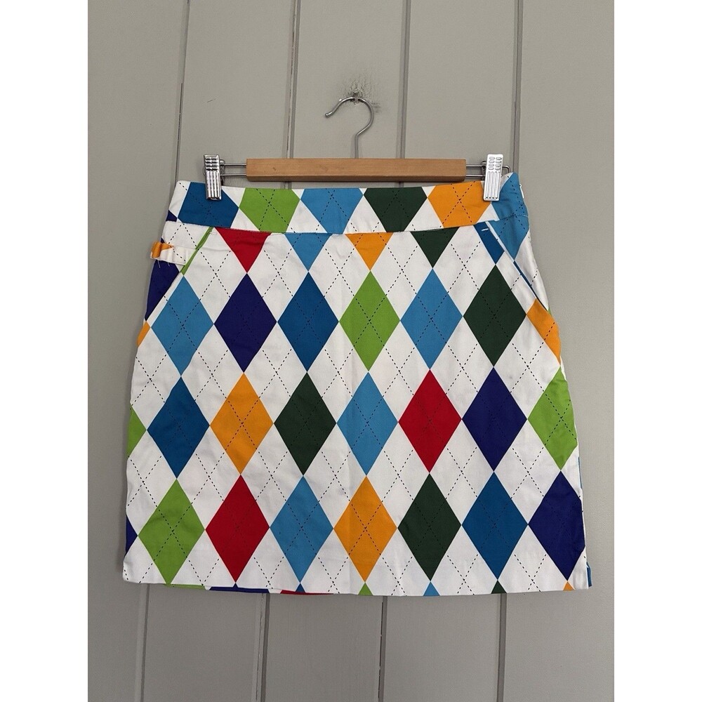 Royal & Awesome Golf Skirt 6 Multi Color Diamond Argyle Jester Cotton Matching